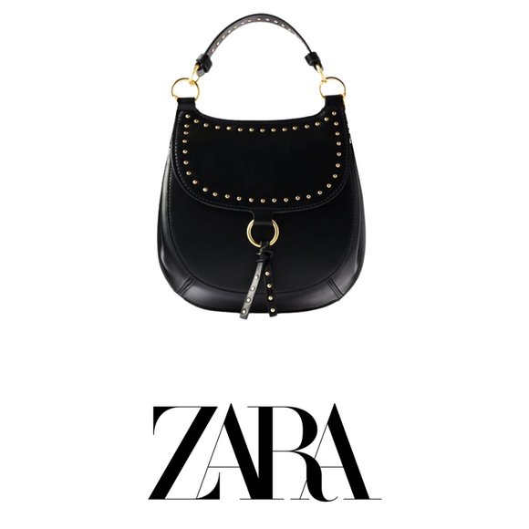 Zara Gold Studded Saddle Equestrian Crossbody Mini Handbag - Picture 2 of 11